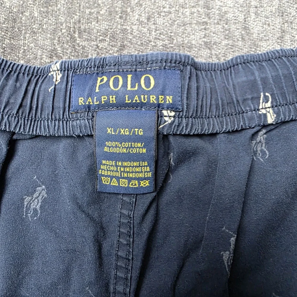 Polo Ralph Lauren Pajama Shorts Mens XL Navy Blue AOP Allover Pony Pockets 35x8